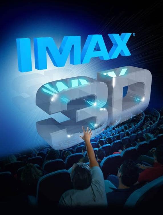 IMAX logo with 3D on screen in 3D